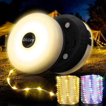 2PCS 10M Portable Camping String Lights Outdoor Waterproof Stowable String Light