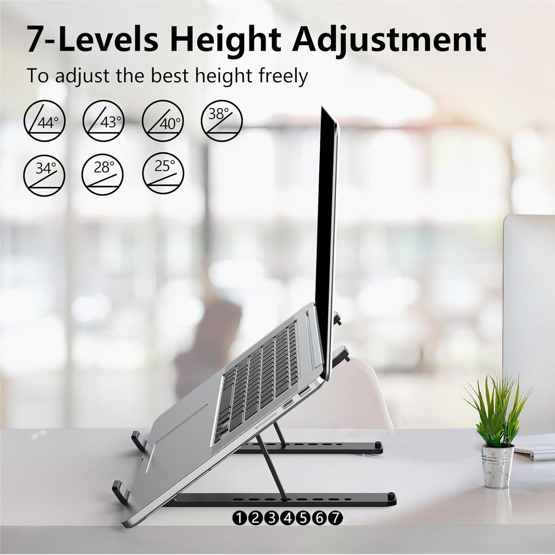 Adjustable Laptop Stand for Desk – Foldable & Portable ABS+Silicone Riser, Venti