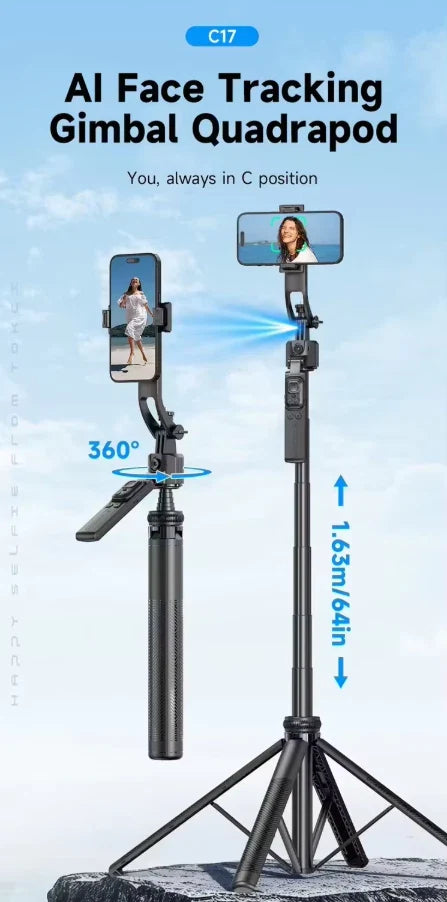 FANGTUOSI 360 Rotation Gimbal Stabilizer ,Selfie Stick Tripod for Smartphone Camera With Bluetooth shutter Stabilizer for Live